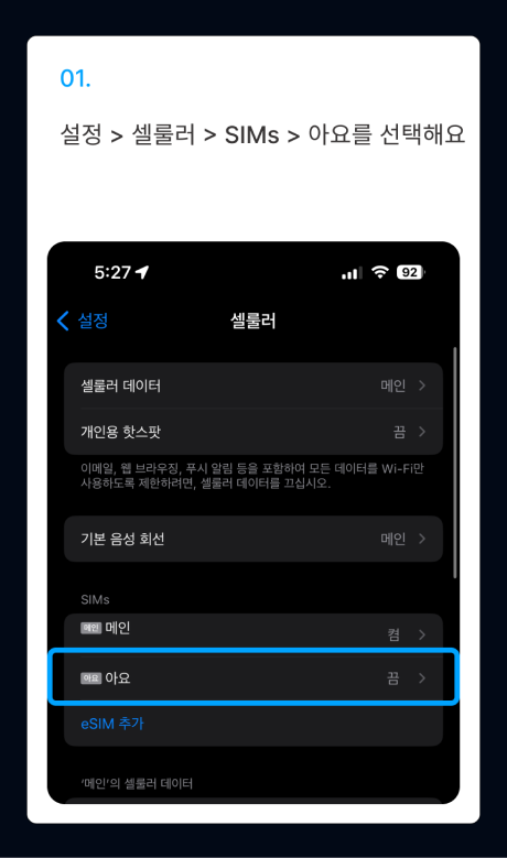 eSIM 설치 가이드